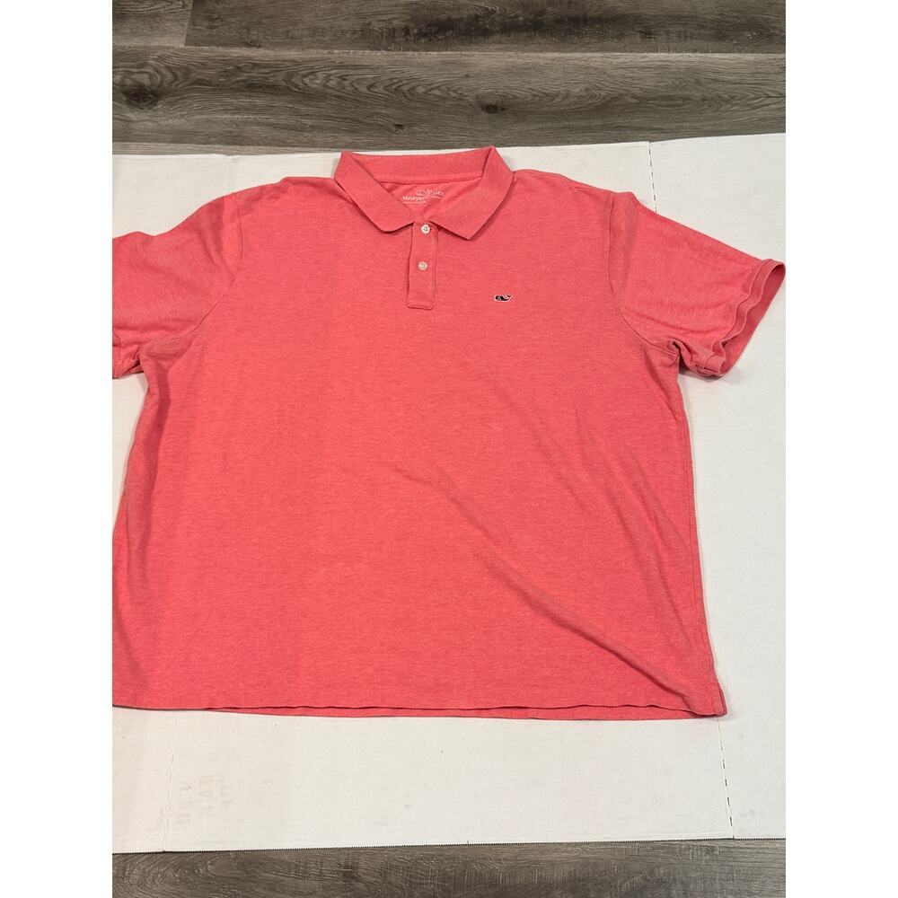 Vineyard Vines Polo Shirt Mens XXL Pink Heather Whale Logo Stretch Cotton
